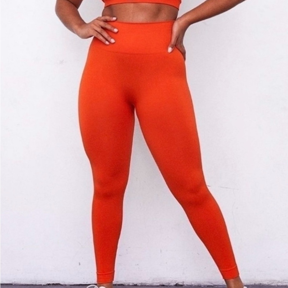 SET Active Bright Orange High-Waist Seamless Leggings